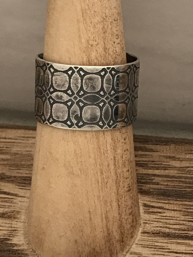 Sterling Silver Wide Band Ring, Size 7 1/4