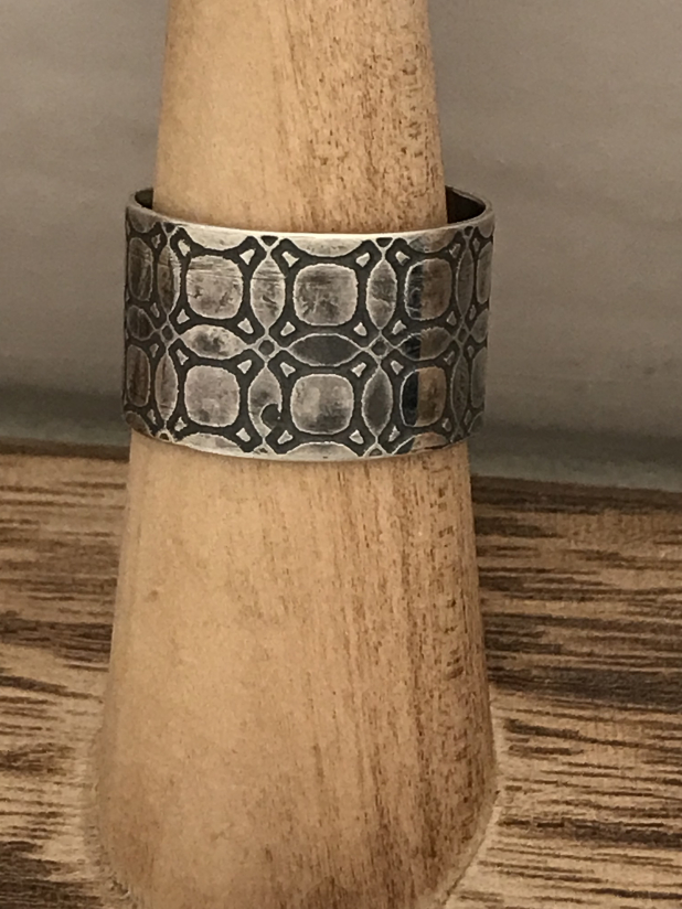 Sterling Silver Wide Band Ring, Size 7 1/4