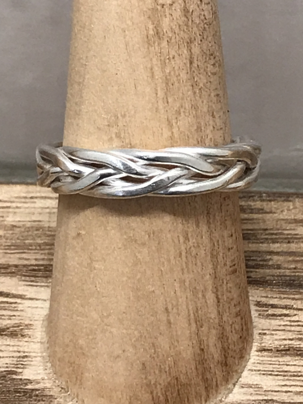Hand Wrought Sterling Viking Weave 5 Strand Ring- Made to Order