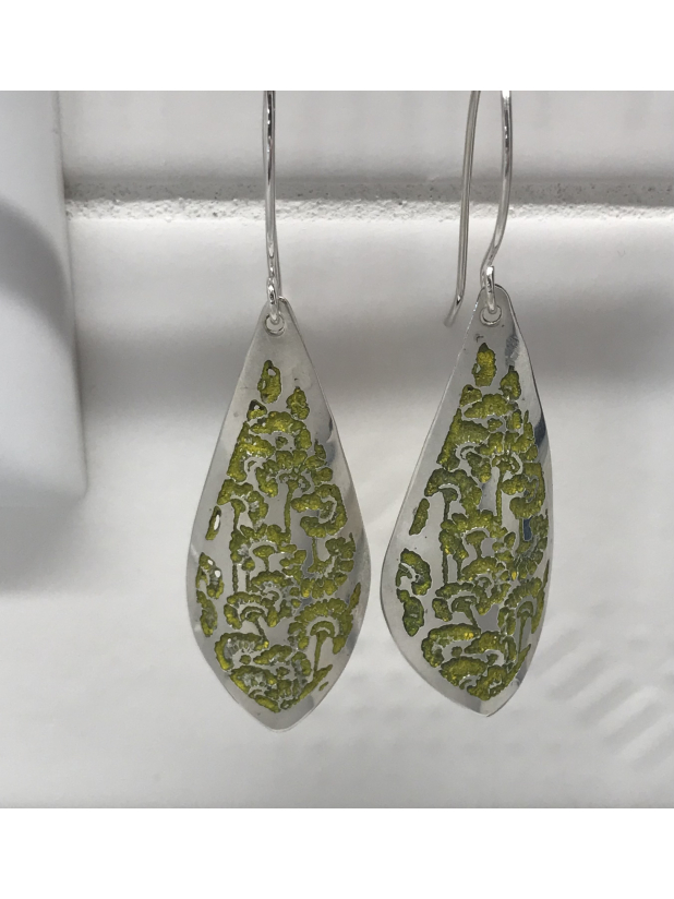 One of a Kind Sterling Silver Earrings, Floral Design