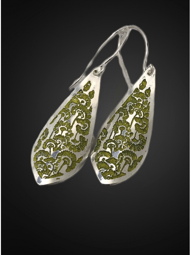 Sterling Silver Earrings, Vintage Swirling Waves Design