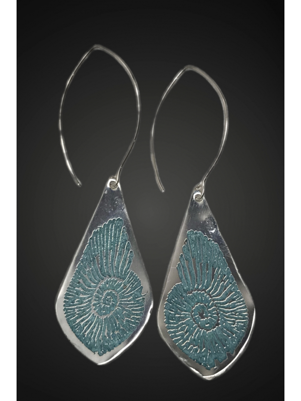 Dangle Sterling Silver Earrings, Nautilus Design