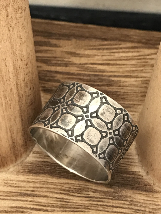 Sterling Silver Wide Band Ring, Size 7 1/4