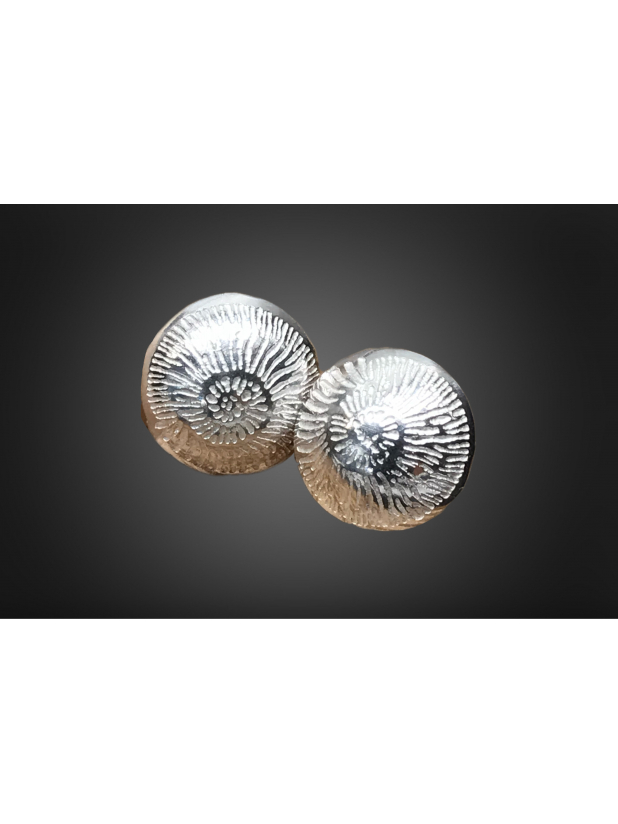 Nautilus Post Sterling Silver Earrings, Round Domed