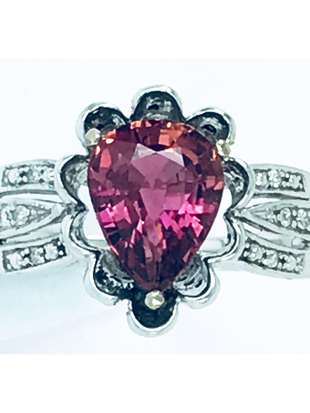 Untreated Pink Tourmaline ring pear shape