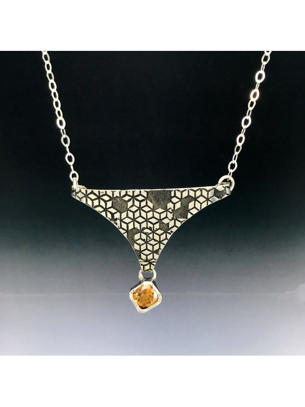 Honey Amber Zircon Solitaire Necklace