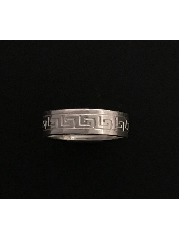 Classic Greek Key Ring, Size 7 3/4  Handforged in Sterling Silver