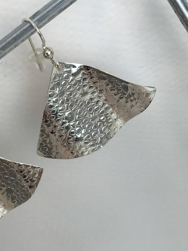 Sterling Silver Dangle Earrings, Lightweight with Unique Art Deco Design