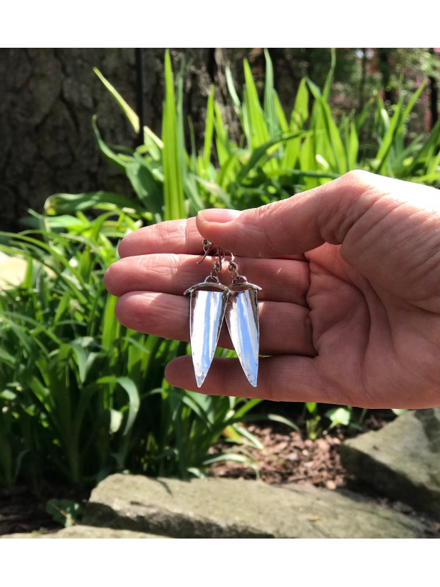 Fused GoldUnique Silver Dangle Earrings  Arrow Shape