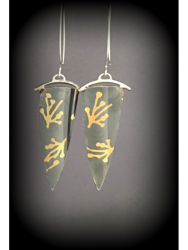 Keum boo Sterling Dangle Earrings, Artistic