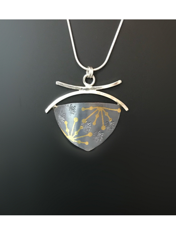 Keum boo Fine Silver on a Sterling , Oxidized Silver