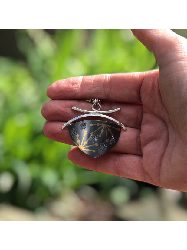 One of a Kind Necklace with Gold Fused Fine Silver