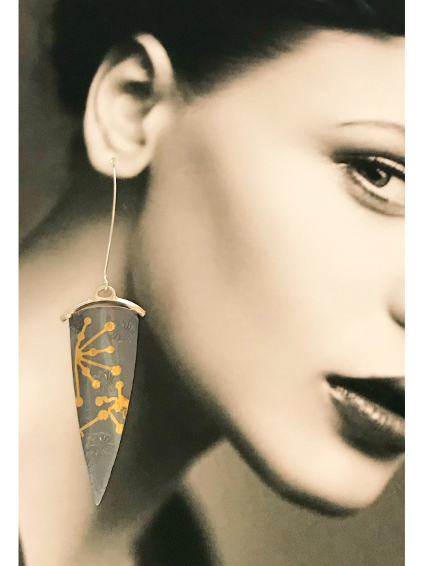 Keum boo Artisan Sterling Earrings, Modernist