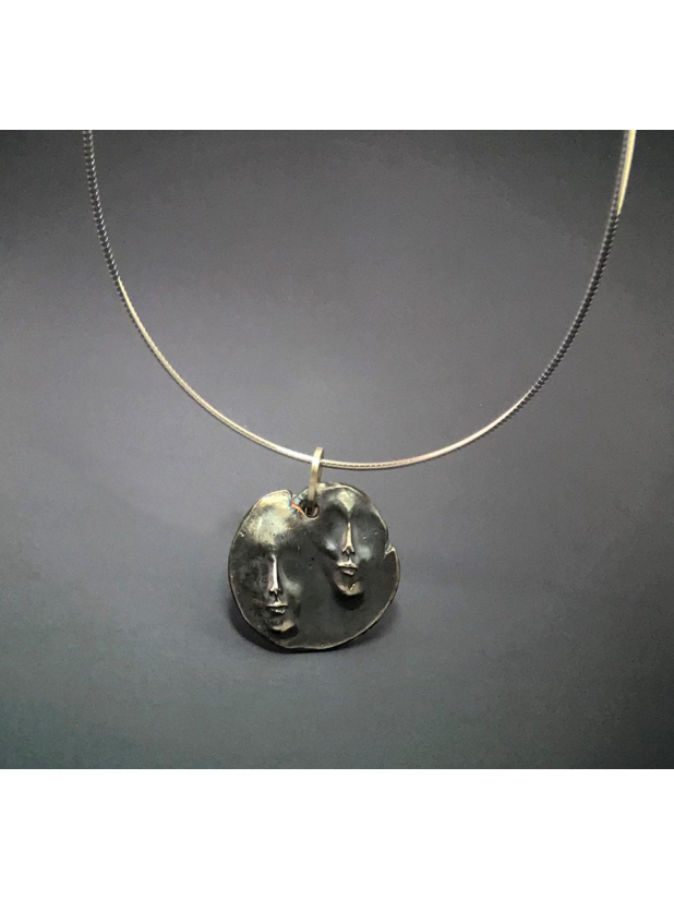 Sterling Silver Necklace, Sculpture Pendant