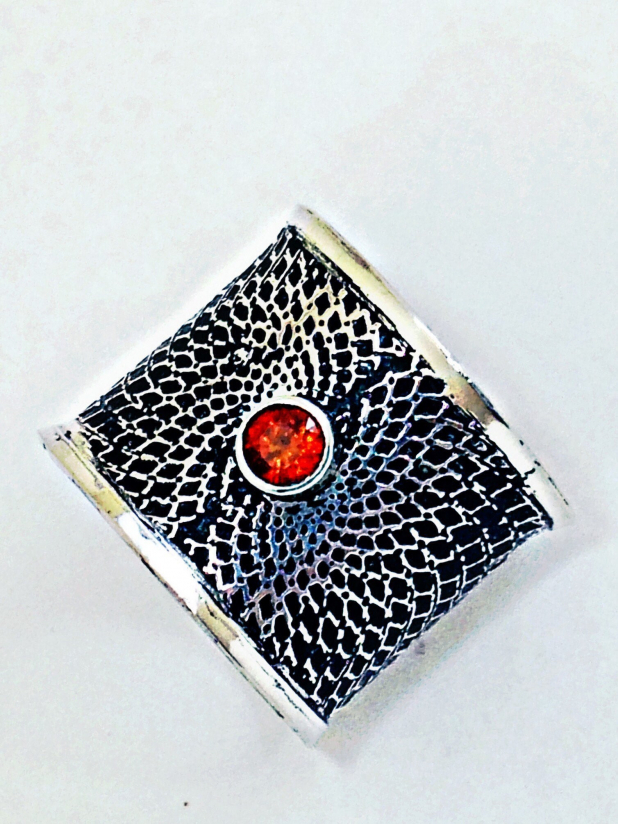 Spinel Ring Orange Gemstone Unique Cigar Band