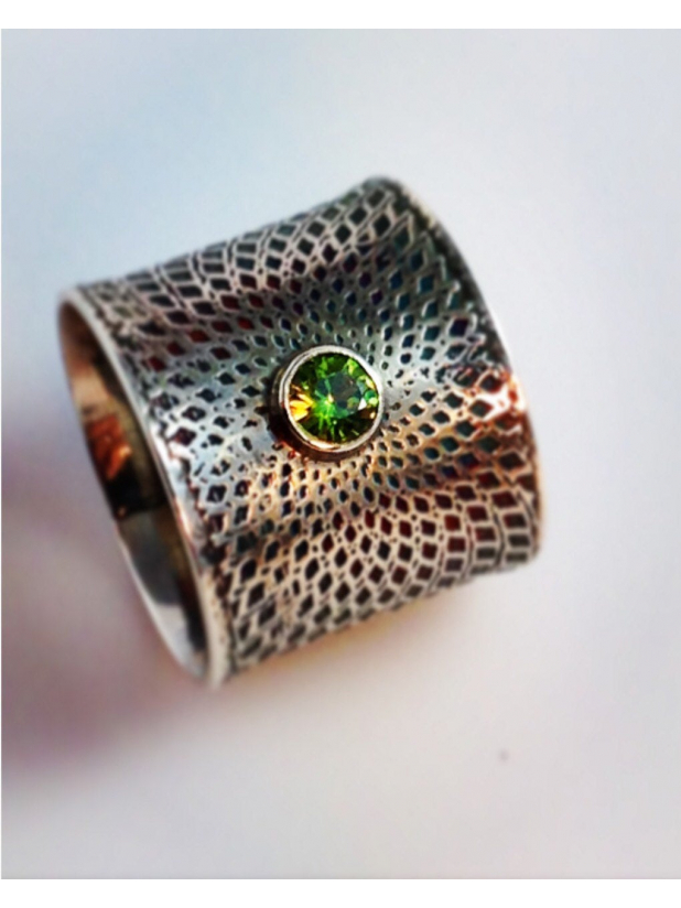 Sterling Silver Demantoid Ring Size 6