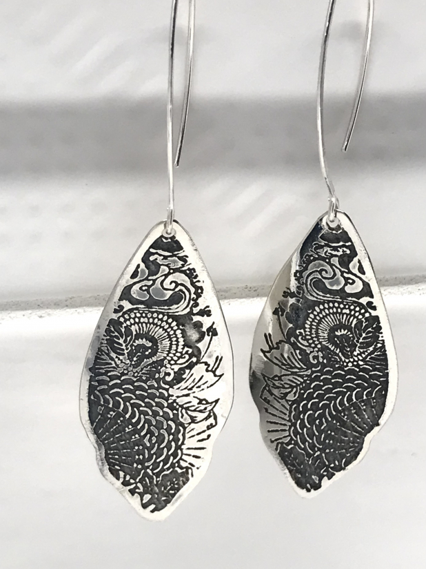 Vintage kimono silver earrings seyboldesigns