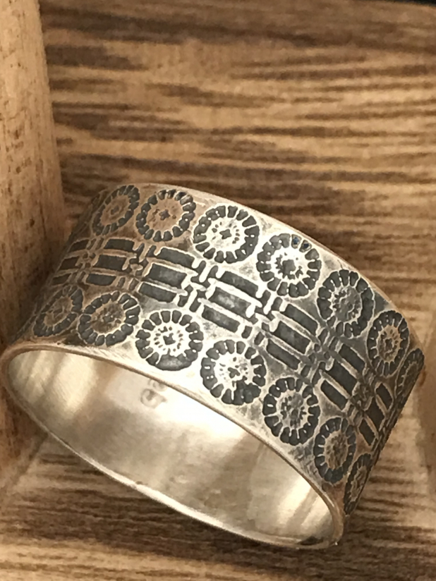 Unisex Sterling Silver Wide Band Ring, Size 8 3/4