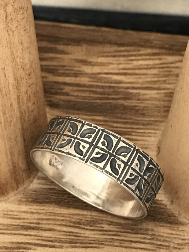 Unisex Sterling Silver Wide Band Ring, Size 10