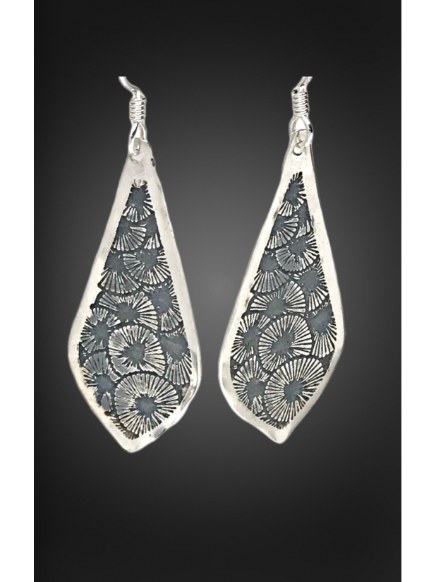 Fun Organic looking Etched Silver Earrings