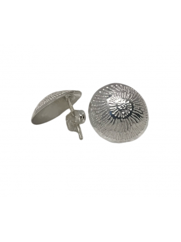 Nautilus Post Sterling Silver Earrings, Round Domed