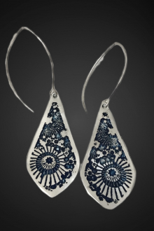 Dangle Sterling Silver Earrings, Vintage Kimomo Design