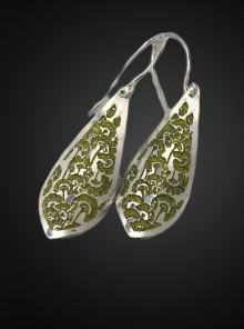 Sterling Silver Earrings, Vintage Swirling Waves Design