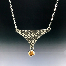 Honey Amber Zircon Solitaire Necklace