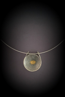 Spiral Necklace Slide, Fine silver with fused gold