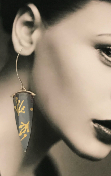 Dramatic Fused 24K Gold  Earrings, Coral Design