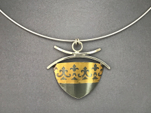 Artistic Unique Pendant with Shield Design, Omega Chain, OOAK