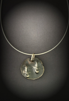 Two Faces on a Sterling Silver Necklace, Alternative Art Gallery Pendant