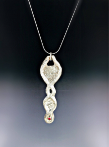 Natural Red Spinel Necklace, Freeform DramaticSerling Silver Pendant