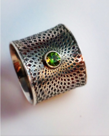 Sterling Silver Demantoid Ring Size 6