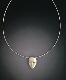 Sterling Silver Ethereal Face with Diamond Eyes, Necklace